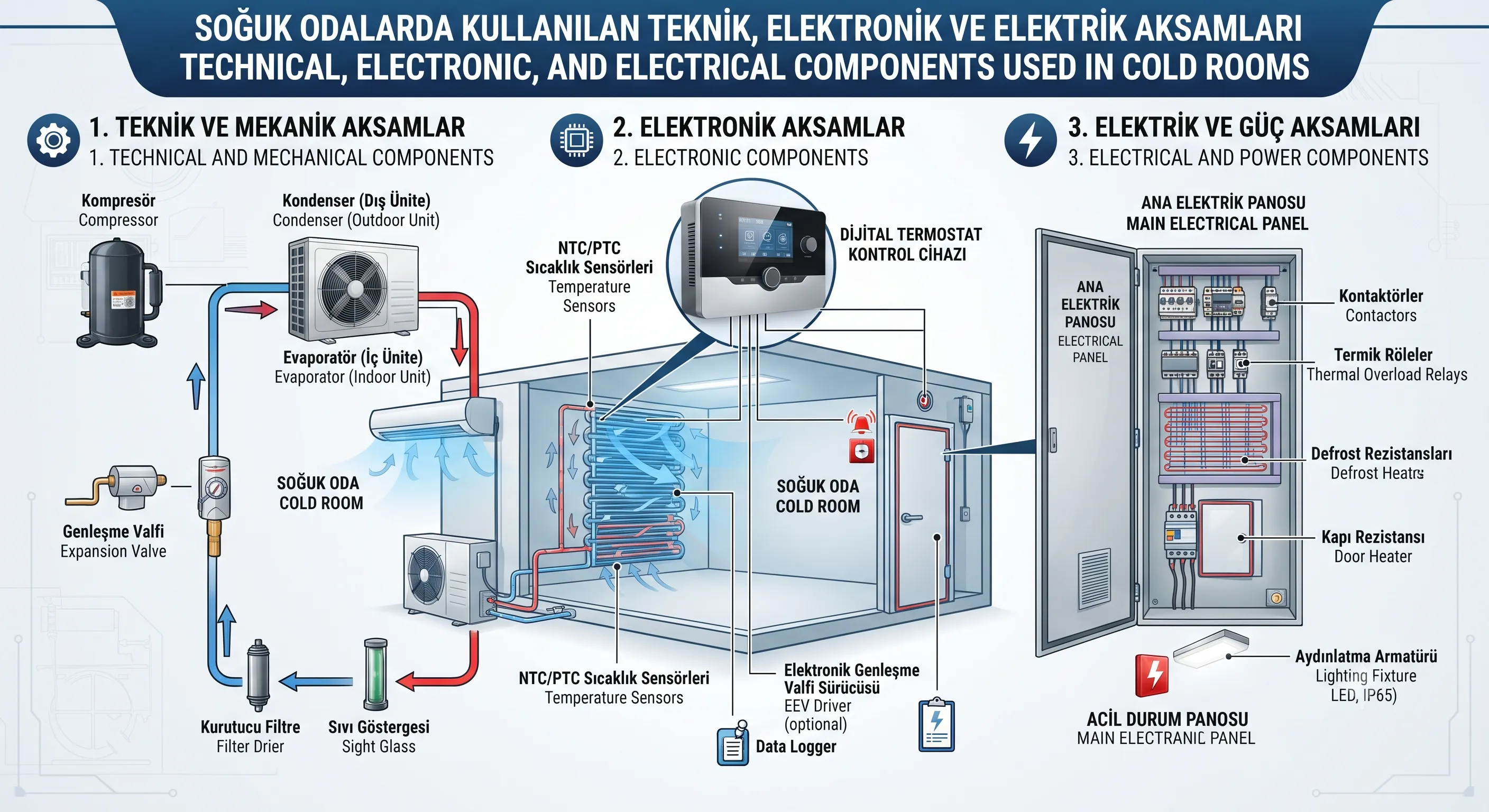 Soğuk Odalarda Kullanılan Teknik, Elektronik ve Elektrik Aksamları: Kapsamlı Rehber