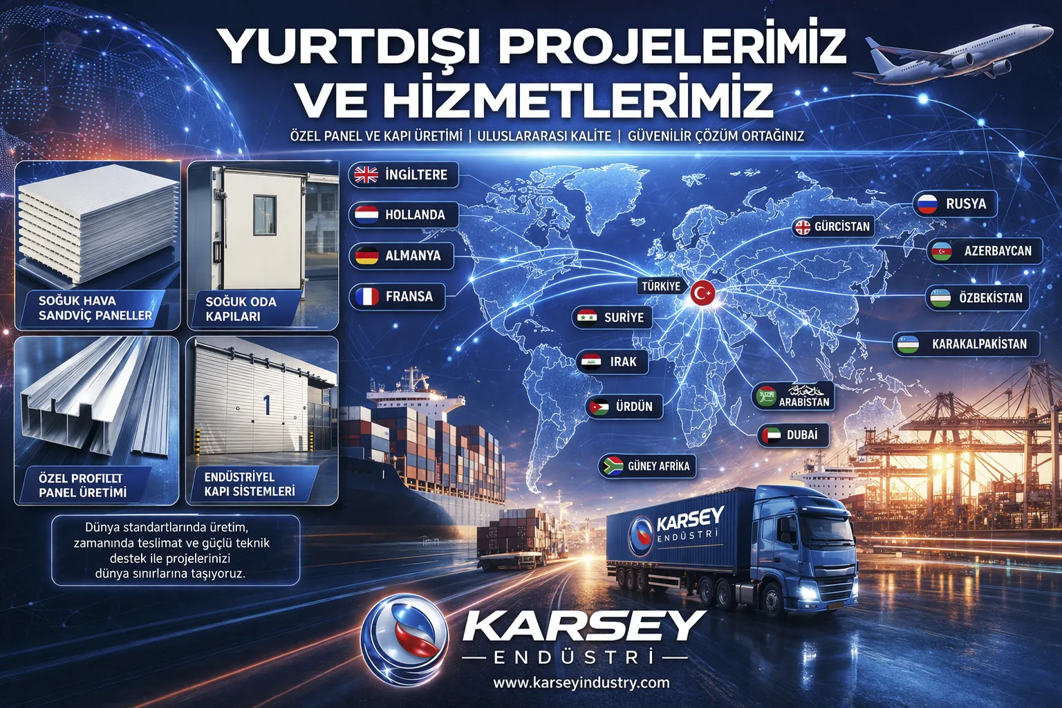 Yurtdışı Projelerimiz ve Hizmetlerimiz | Soğuk Hava Panel ve Kapı İhracatı – Karsey Endüstri