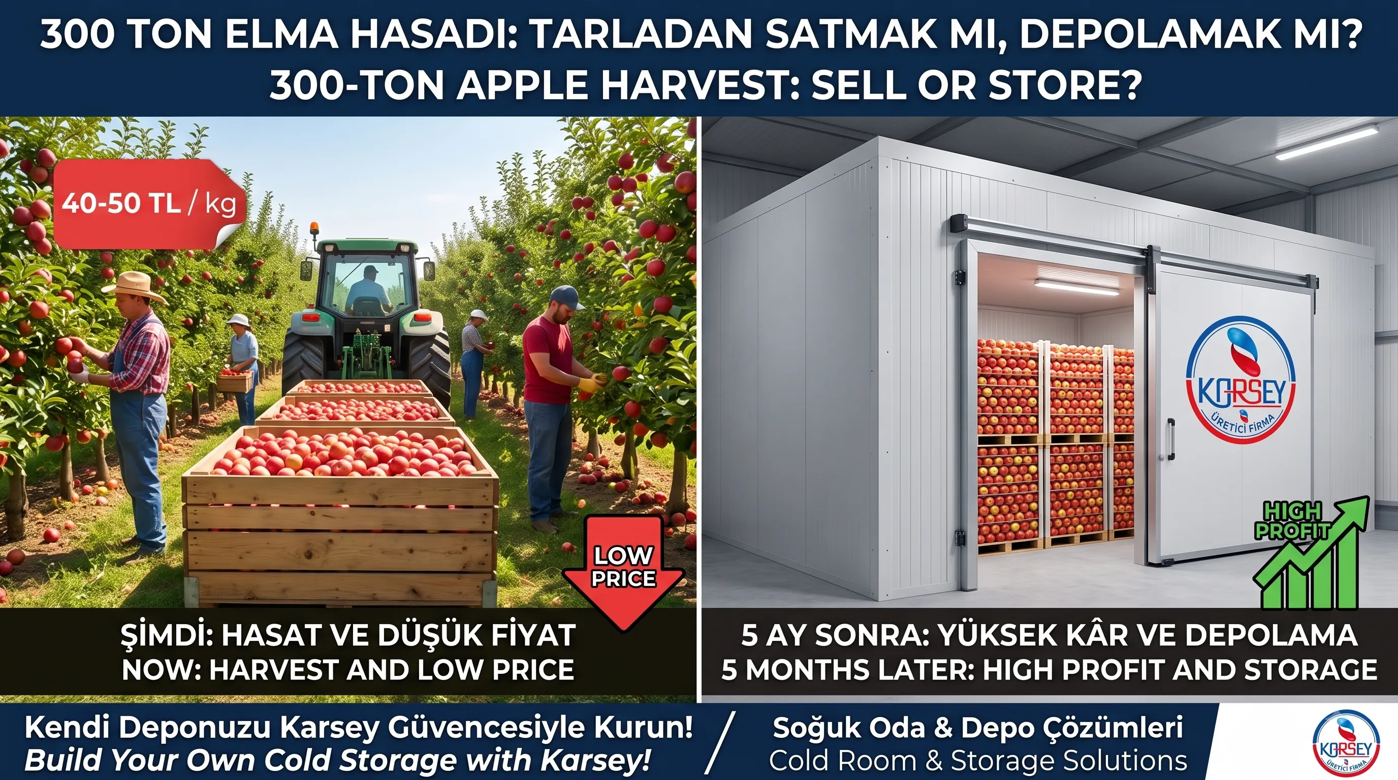 300 Ton Elma Hasadı: Tarladan Satmak mı, Soğuk Hava Deposunda Bekletip Kazanmak mı?