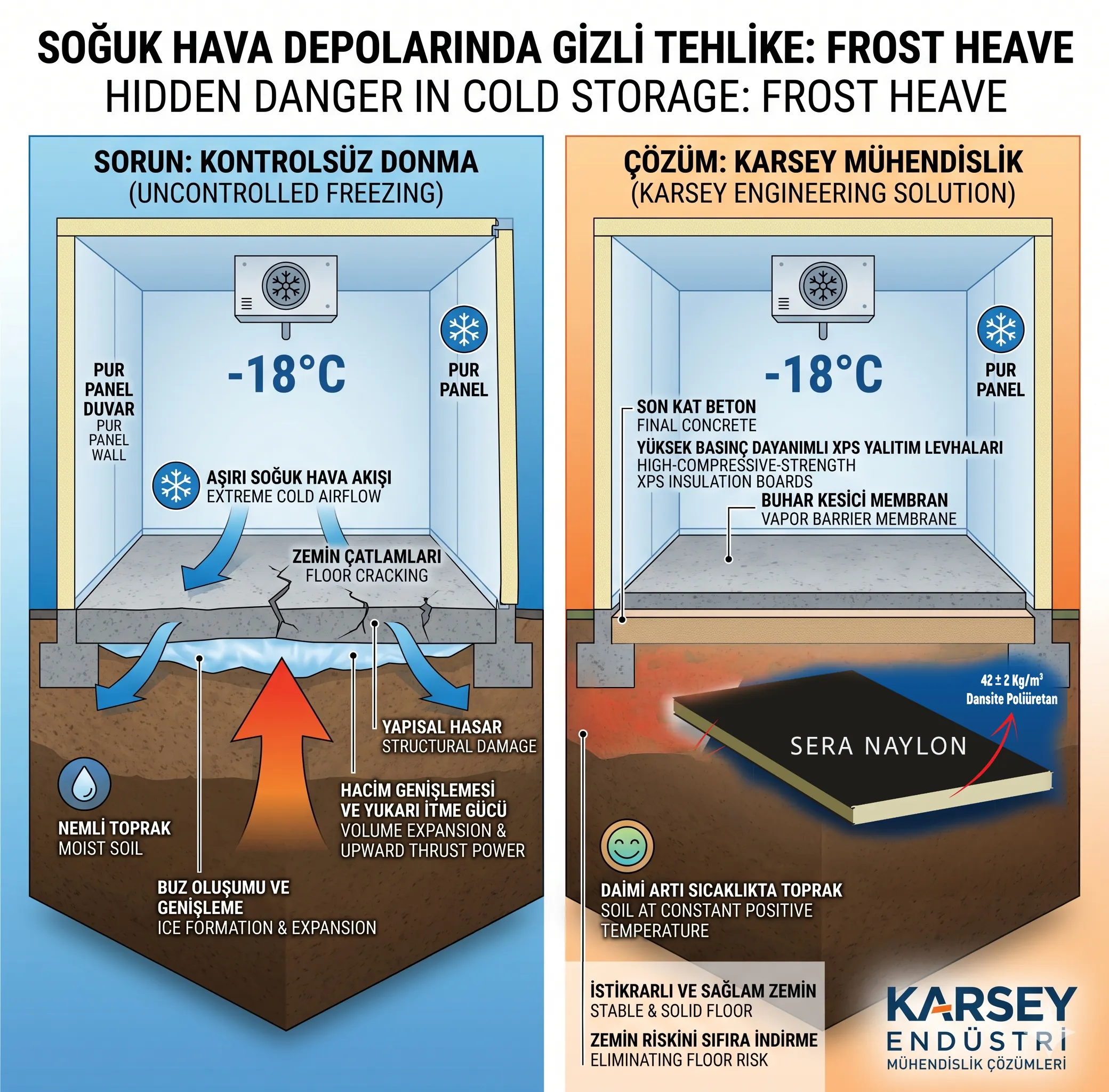 Soğuk Hava Depolarında En Büyük Gizli Tehlike: Zeminden Gelen Isı ve Donma Kabarması (Frost Heave)