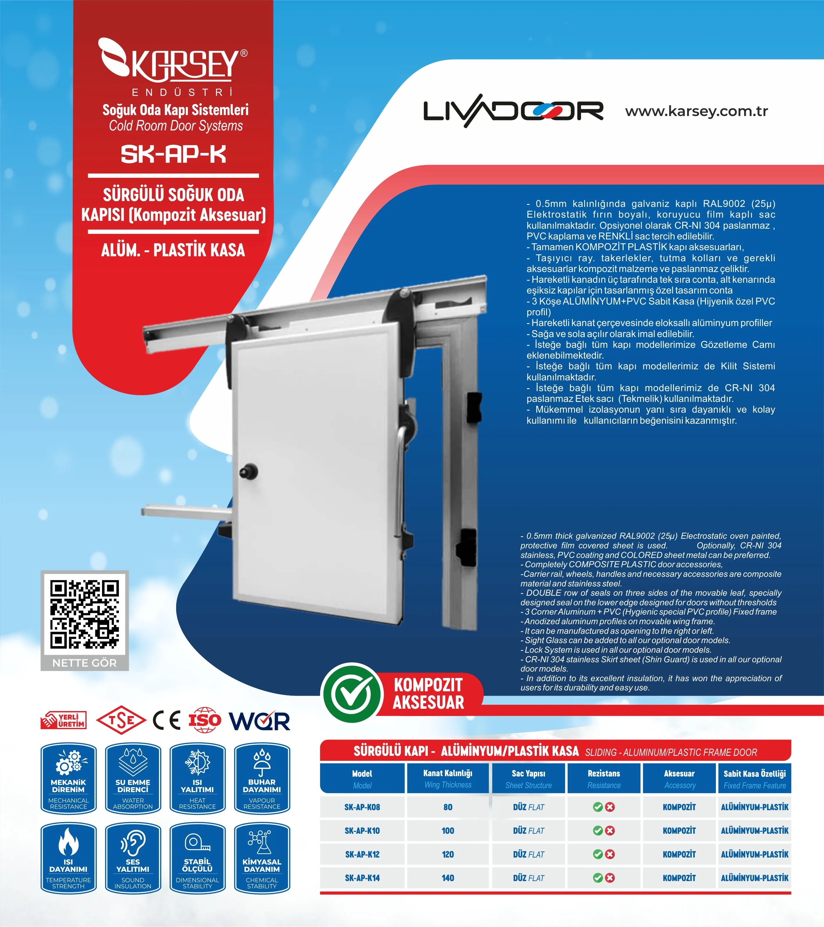 Sürgülü Soğuk Oda Kapısı (Kompozit Aksesuar) – Alüminyum / Plastik Kasa | Livadoor SK-AP-K