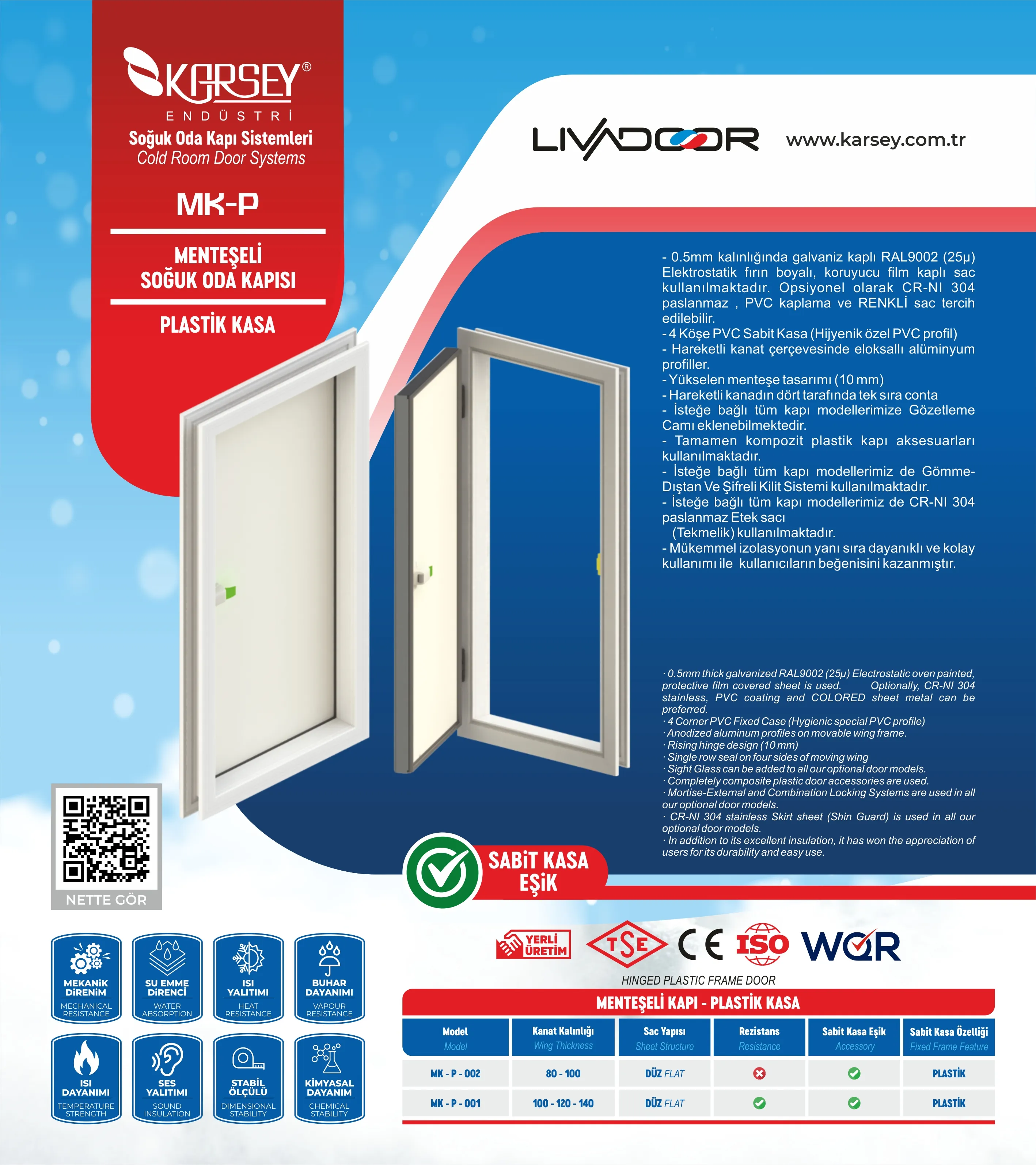 Menteşeli Soğuk Oda Kapısı | Plastik Kasa | Livadoor